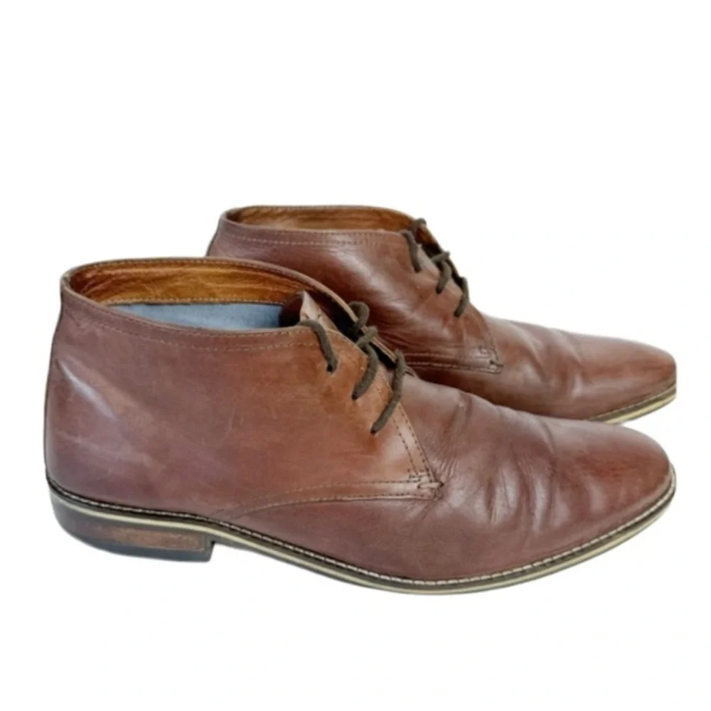 Alfani Jason Brown Leather Chukka Boots Sz 10 Business Everyday Corporate